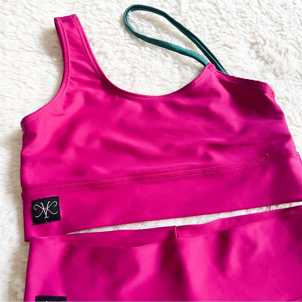 Kandi Kouture Wine with Turquoise Accent Strap Top and Short Set Child Large - Picture 2 of 11